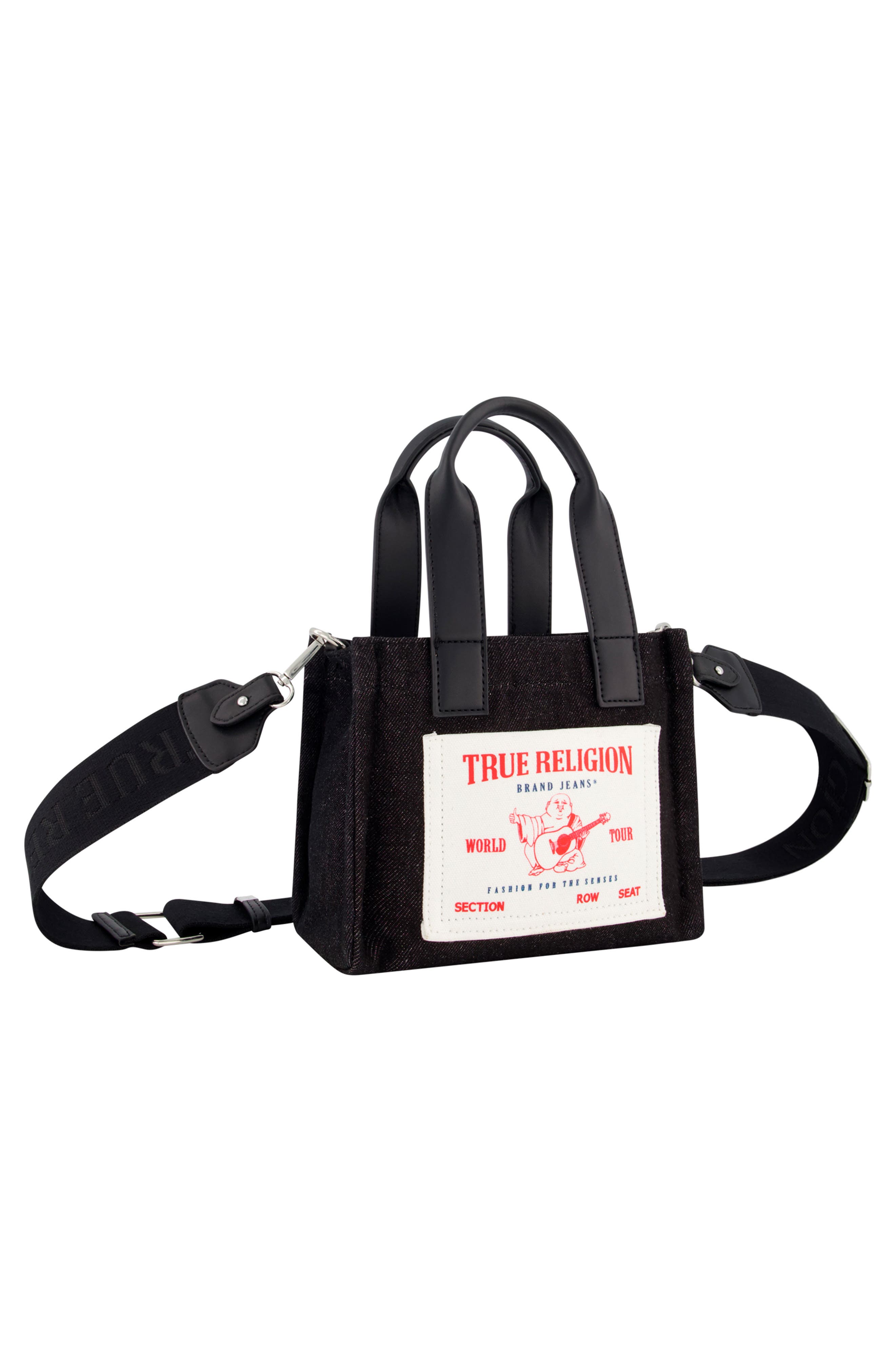 True Religion Brand Jeans Mini Denim Tote Bag, Alternate, color, Black