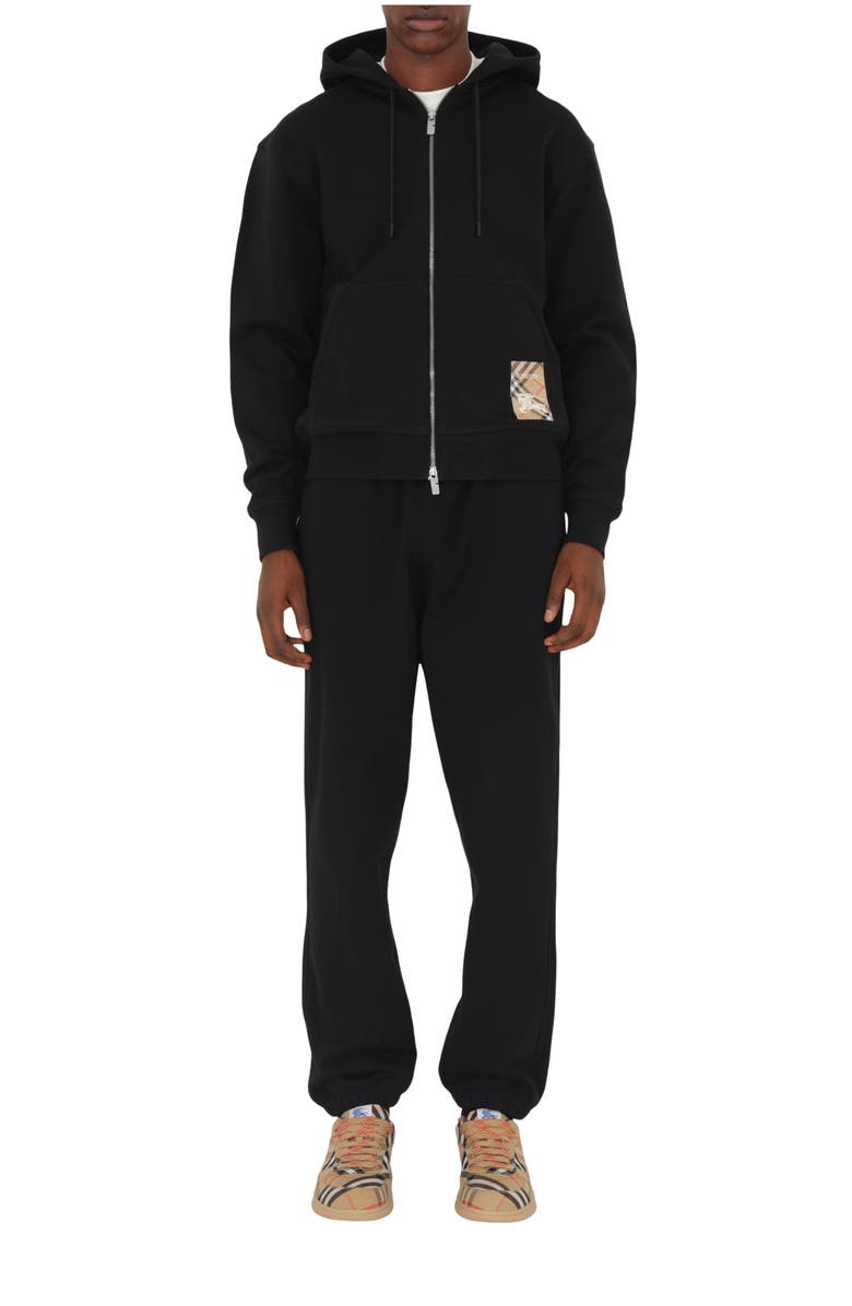 Burberry Check Label Cotton Jogging Pants, Main, color, Black