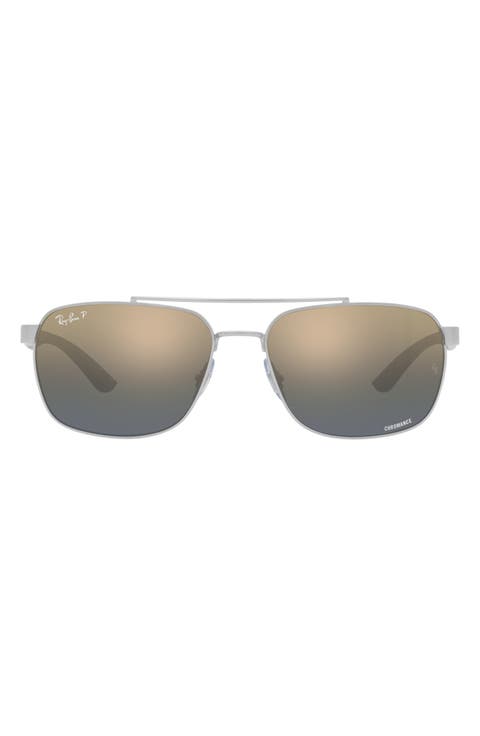 59mm Gradient Polarized Rectangular Sunglasses