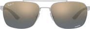 Ray-Ban 59mm Gradient Polarized Rectangular Sunglasses