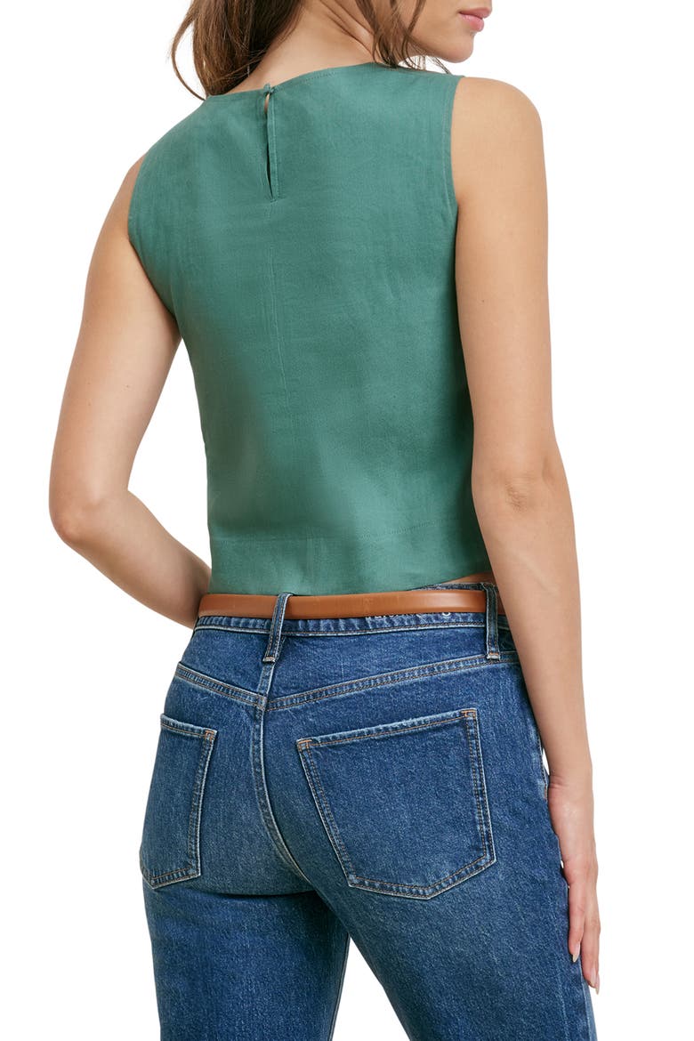 The Abby Linen Blend Square Neck Crop Shell, Alternate, color, EMERALD