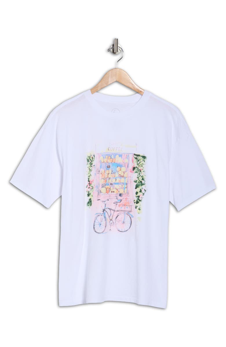 Hi Res Pink Cakes & Coffee Graphic T-Shirt, Alternate, color, Washed Bright White