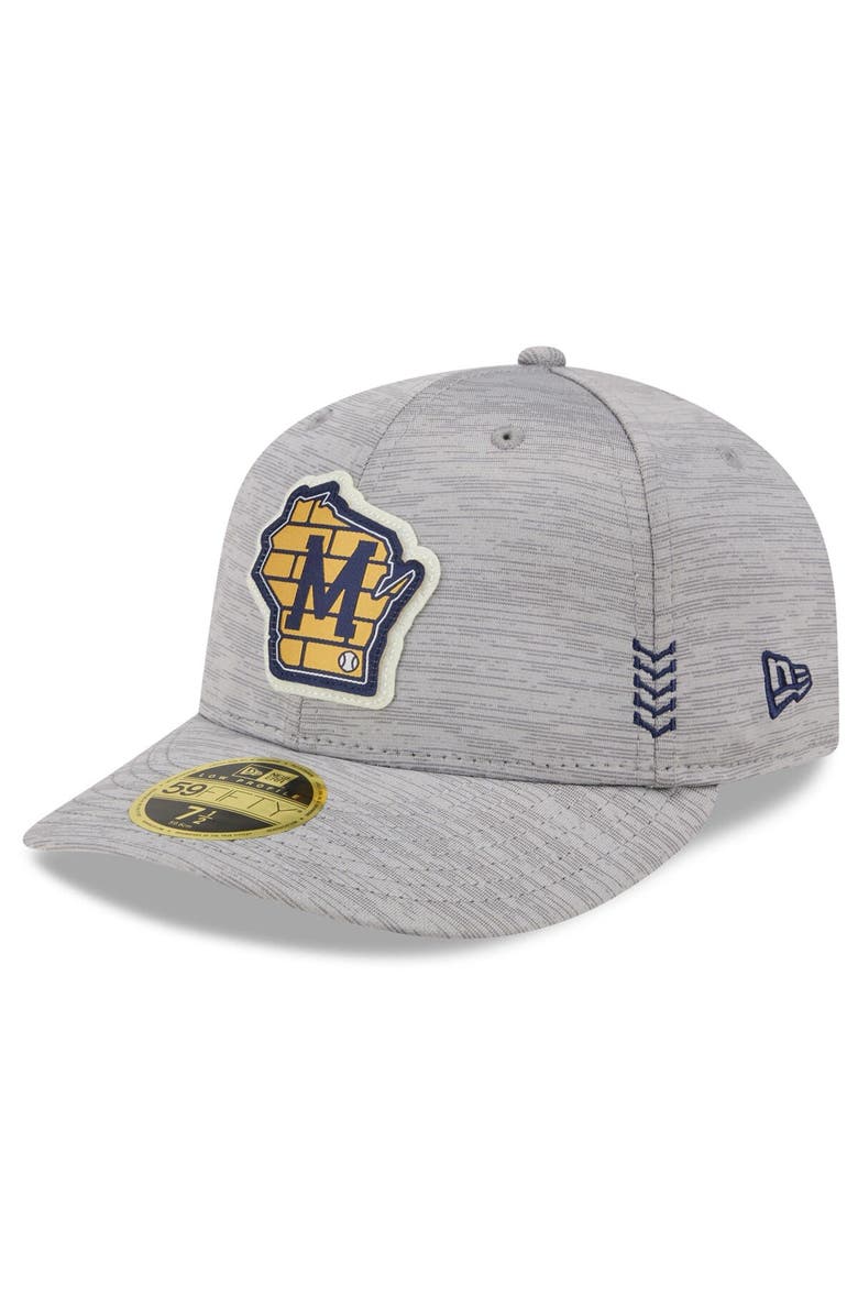 New Era Men's New Era  Gray Milwaukee Brewers 2024 Clubhouse Low Profile 59FIFTY Fitted Hat, Main, color, 