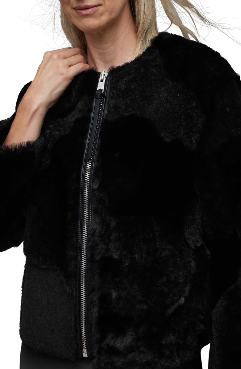 AllSaints Hania Relaxed Fit Genuine Shearling Jacket, Alternate, color,