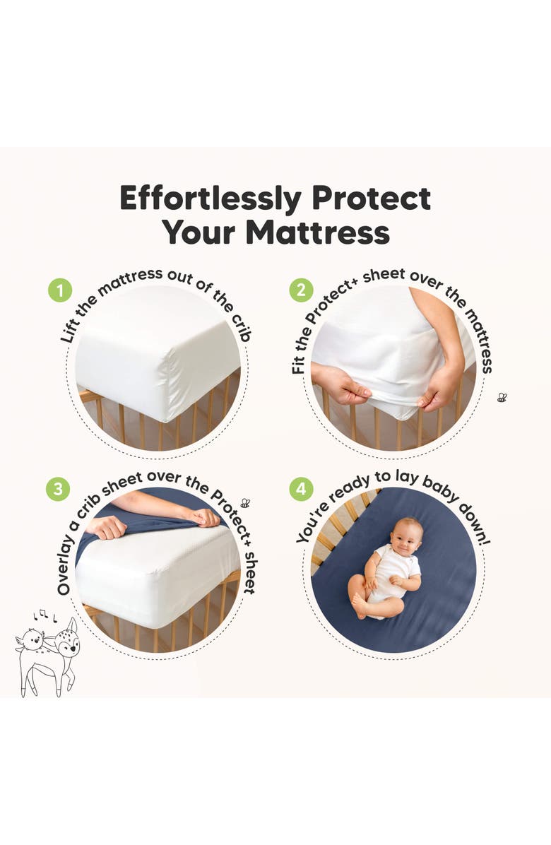 KeaBabies 2-Pack Quin Protect+ Waterproof Crib Mattress Protector, Alternate, color, Soft White