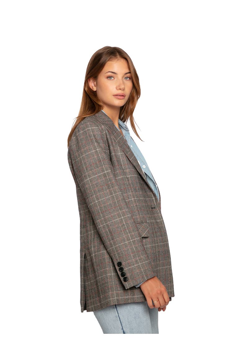 Paris Grid Single Breasted Blazer, Alternate, color, Grey