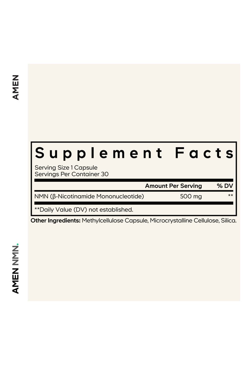 Amen NMN 500mg Nicotinamide Mononucleotide, NAD+ Precursor, Alternate, color, White