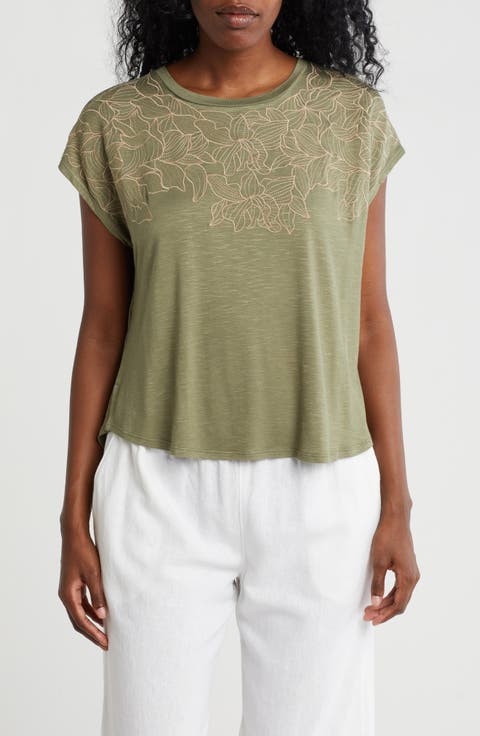 Floral Embroidered Short Sleeve T-Shirt