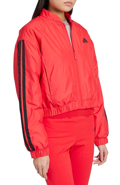 Adidas Originals Adidas Essentials 3-stripes Water Repellent Crop Track Jacket In Red