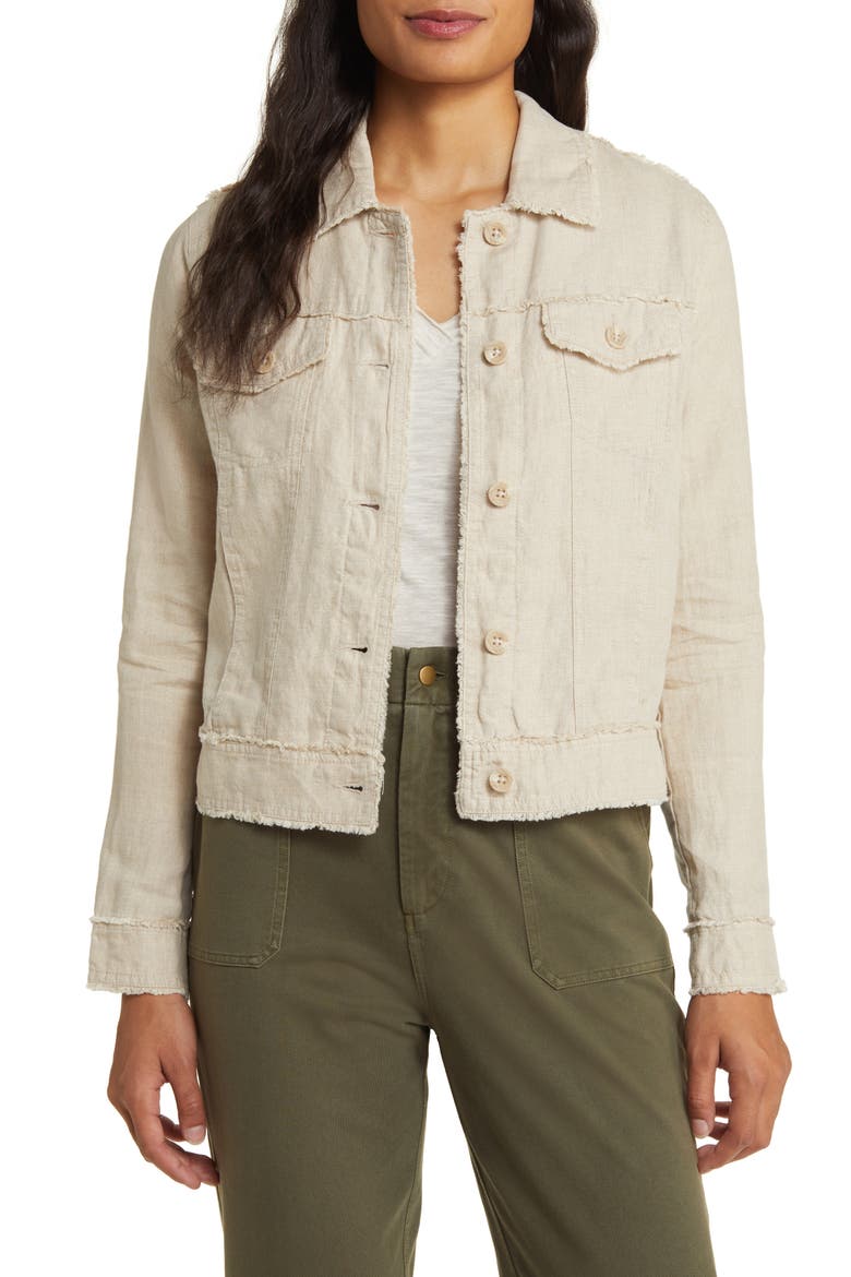 Two Palms Linen Raw Edge Jacket, Main, color, NATURAL