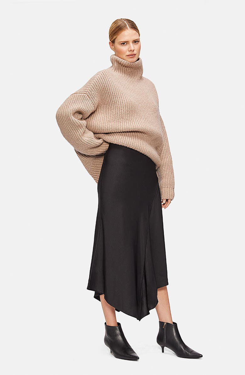 ANINE BING Bailey Asymmetrical Silk Skirt, Alternate, color, 