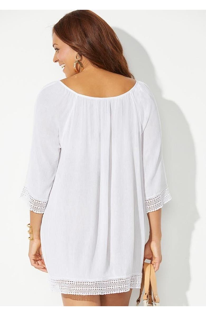 Swimsuits for All Giana Crochet Cover Up Tunic, Alternate, color, White