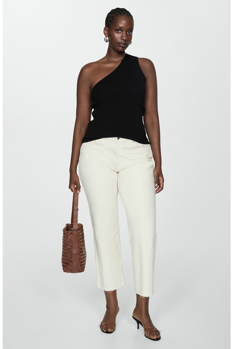 Rib One-Shoulder Top, Alternate, color, BLACK