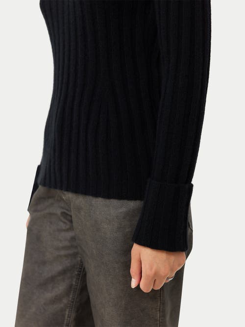 Gobi Mongolian Cashmere Cashmere Turn-up Cuffs Sweater In Black