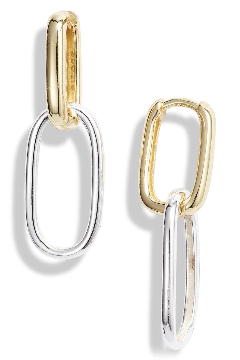 Two-Tone Link Earrings, Main, color, GOLD/ SILVER