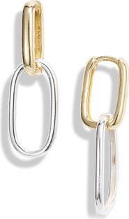 Argento Vivo Sterling Silver Two-Tone Link Earrings