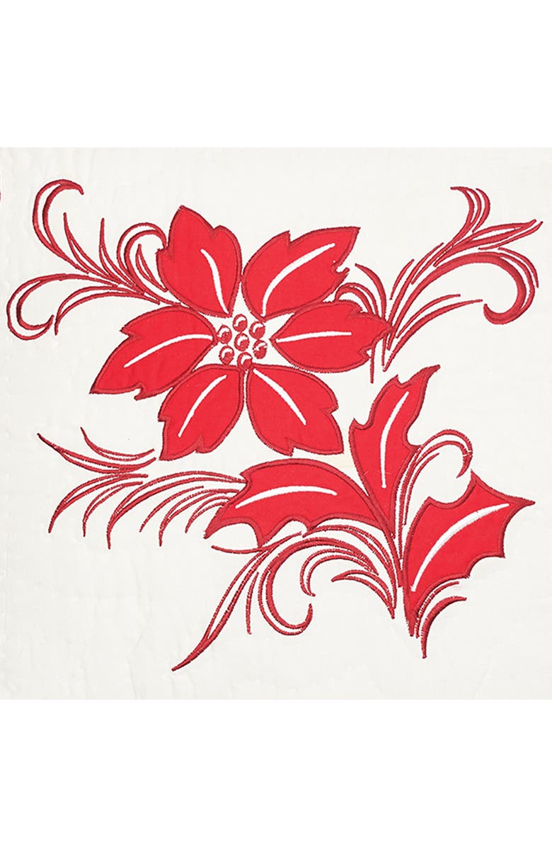 C&F Home Winter Frost Poinsettia Quilted Pillow, 18" x 18", Alternate, color, Red