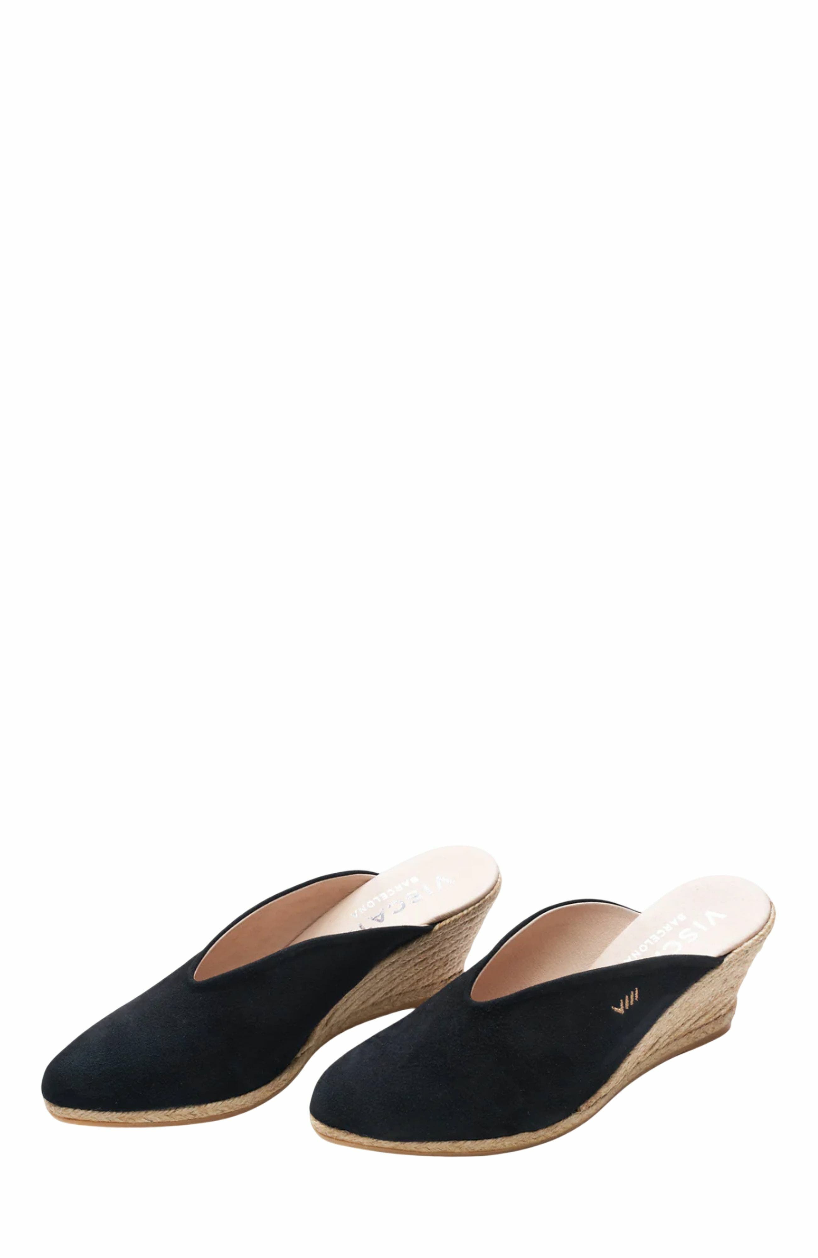VISCATA Truja Suede Espadrille Mule Wedges, Alternate, color, Black