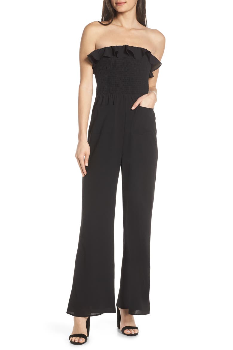 Sangria Strapless Jumpsuit, Main, color, BLACK