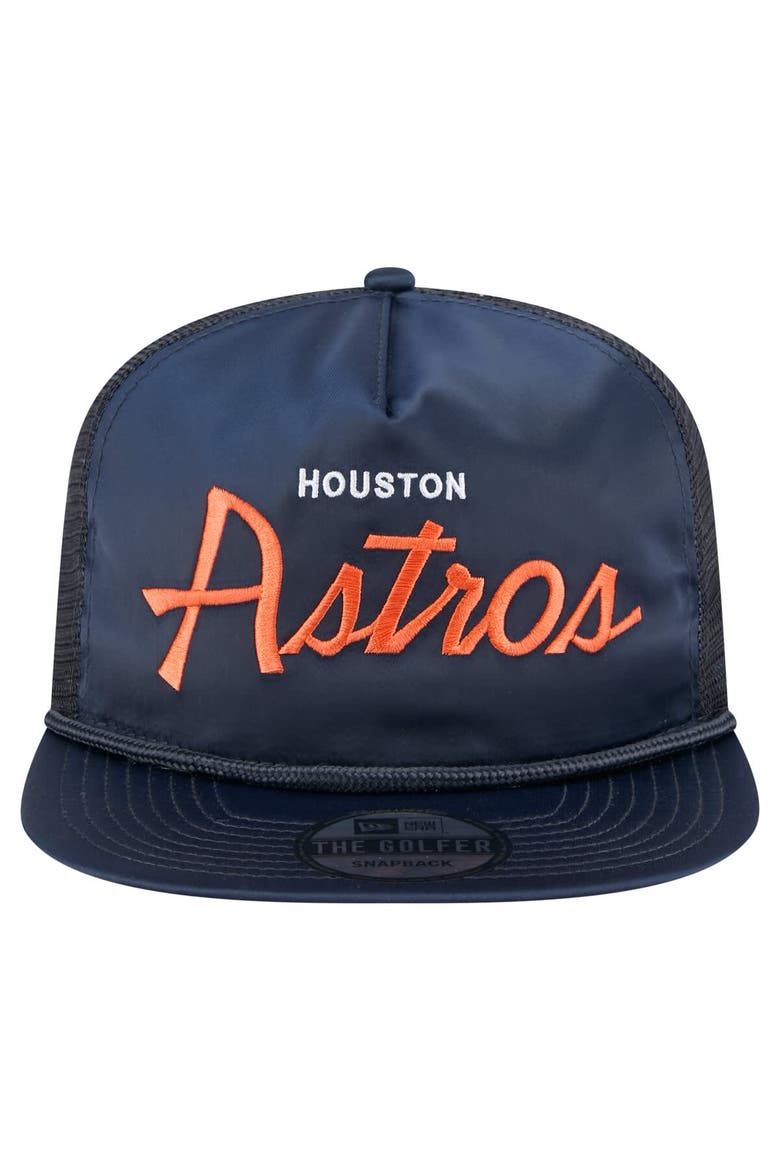 Men's New Era Navy Houston Astros Retro Satin Script Golfer Adjustable Hat, Alternate, color, Navy