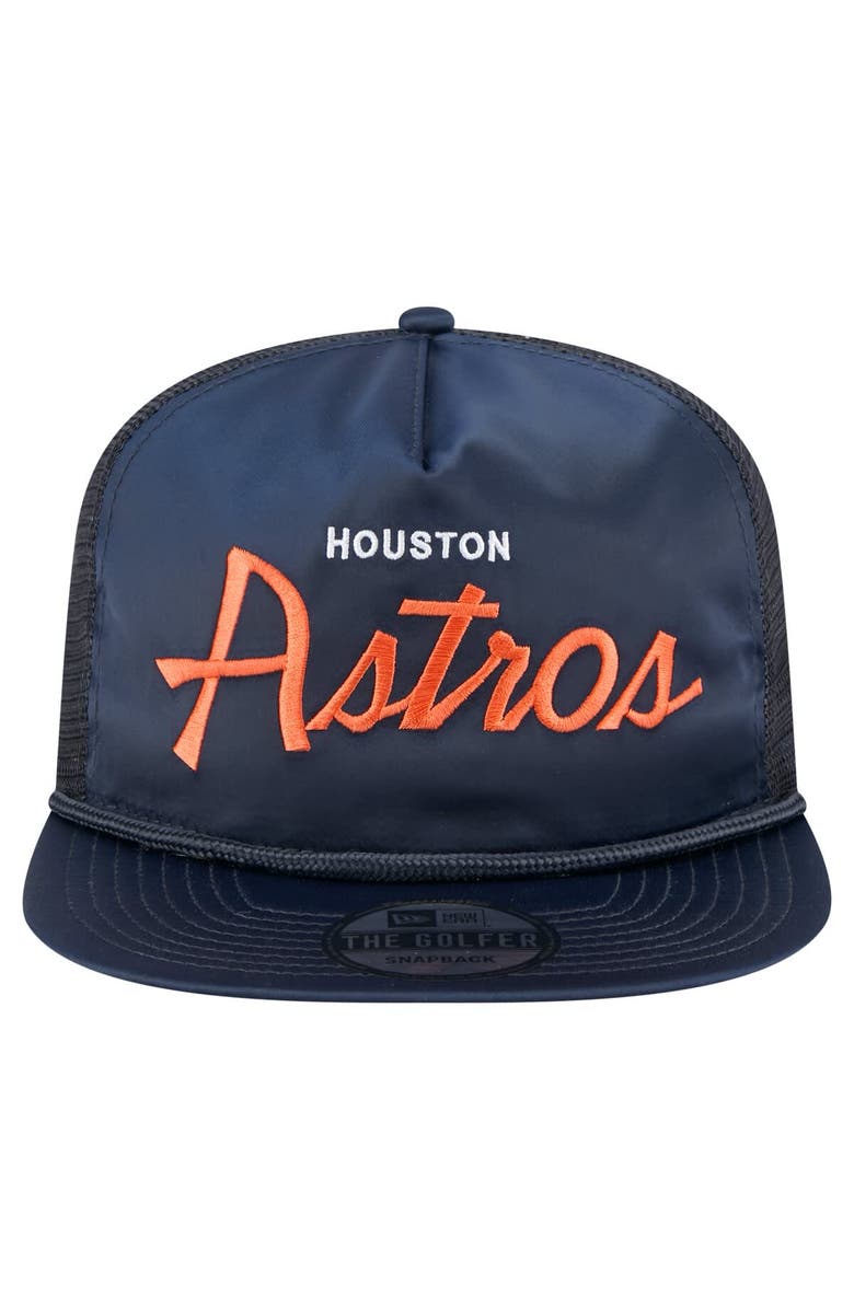 New Era Men's New Era Navy Houston Astros Retro Satin Script Golfer Adjustable Hat, Alternate, color, Navy