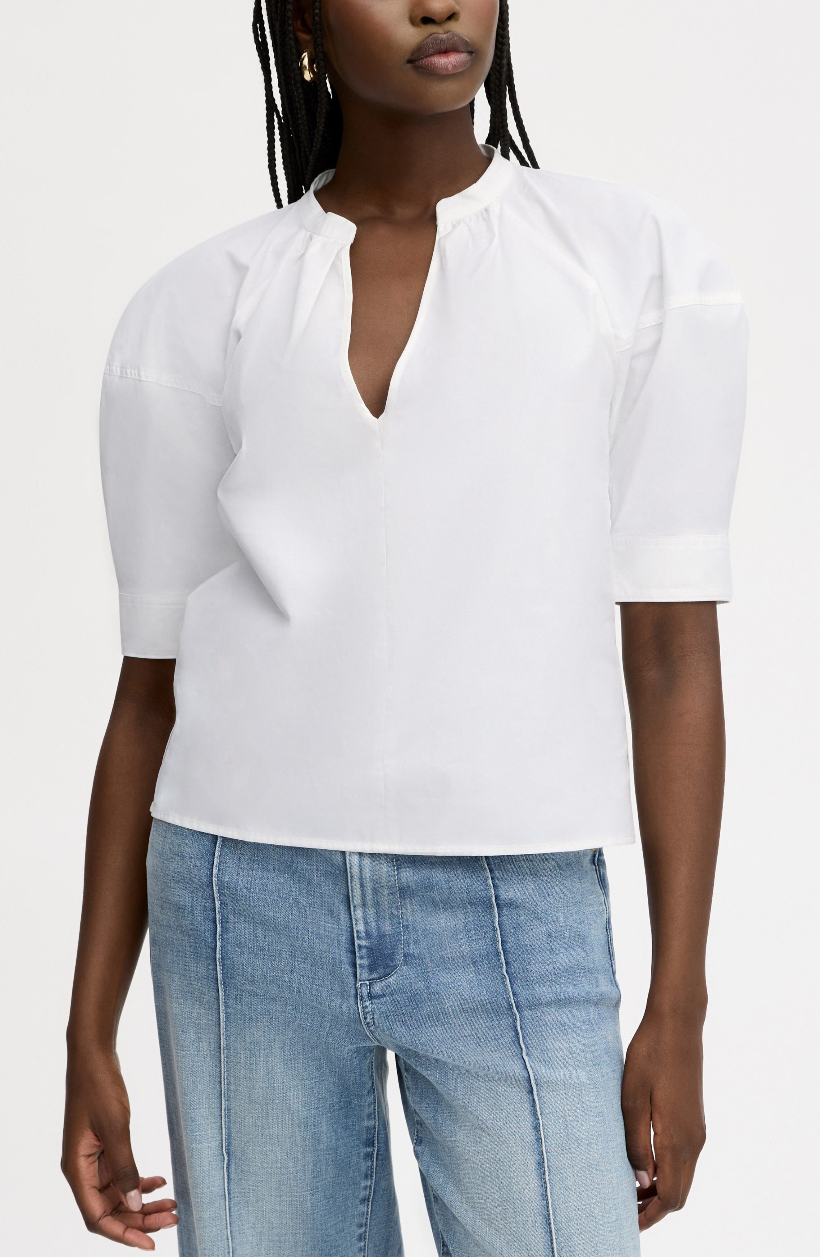 Puff Sleeve Cotton Poplin Shirt