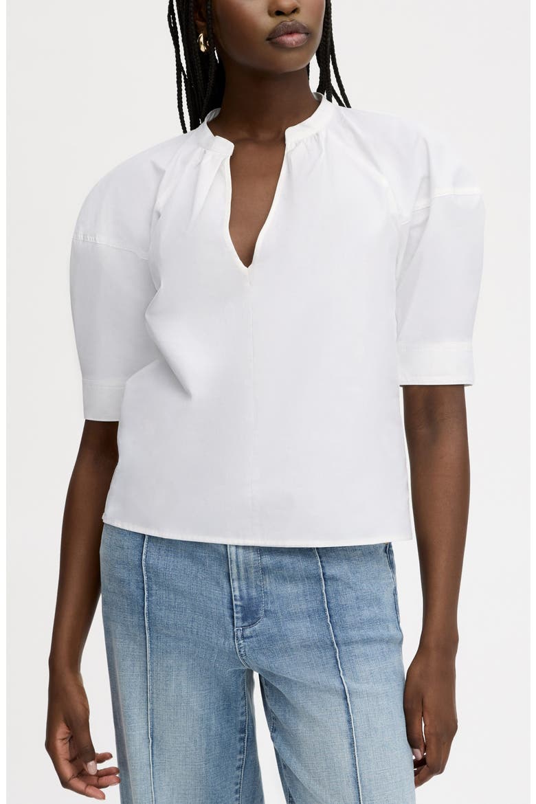 Puff Sleeve Cotton Poplin Shirt, Main, color, BRIGHT WHITE