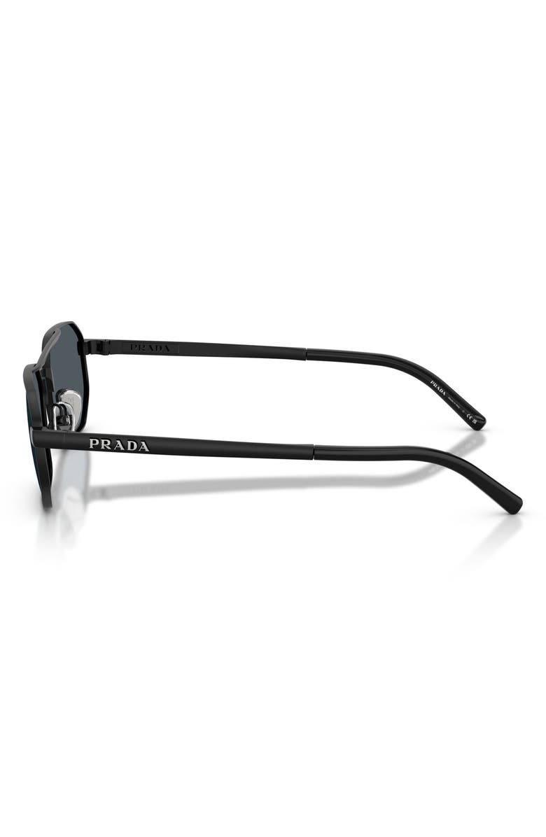 Prada 55mm Irregular Sunglasses, Alternate, color, Satin Black / Dark Grey