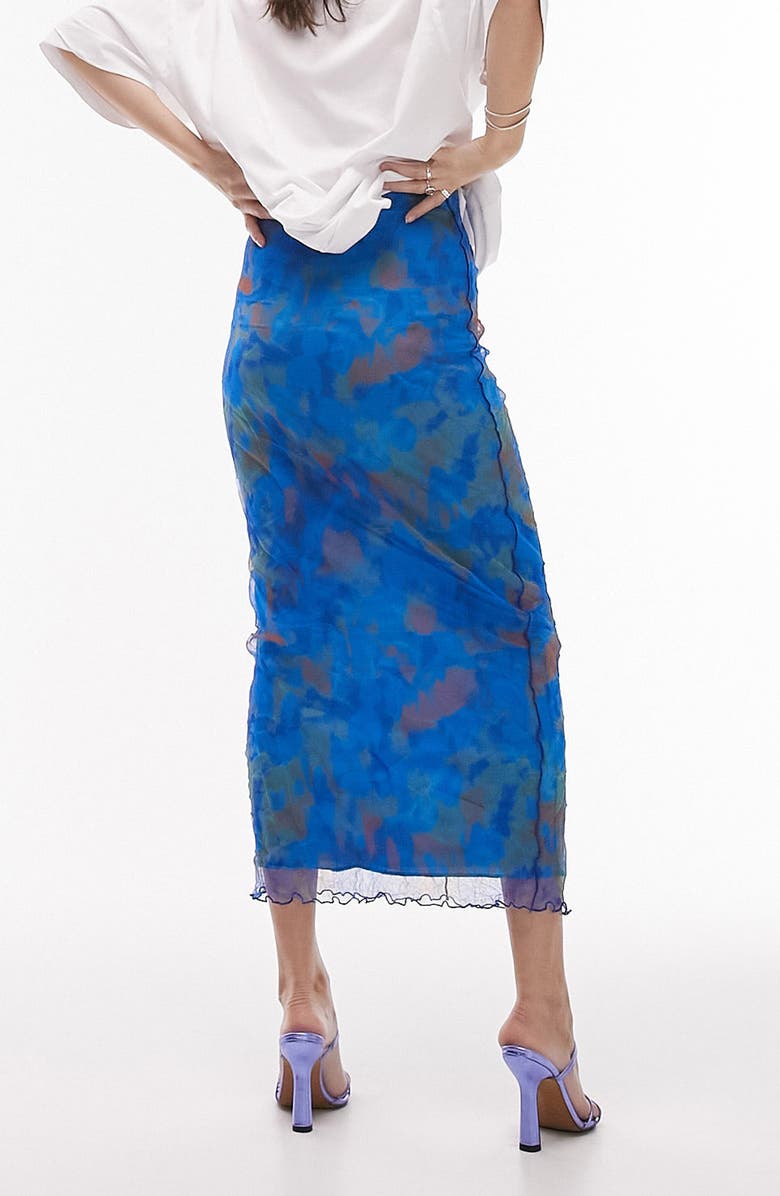 Topshop Abstract Print Mesh Midi Skirt, Alternate, color, 