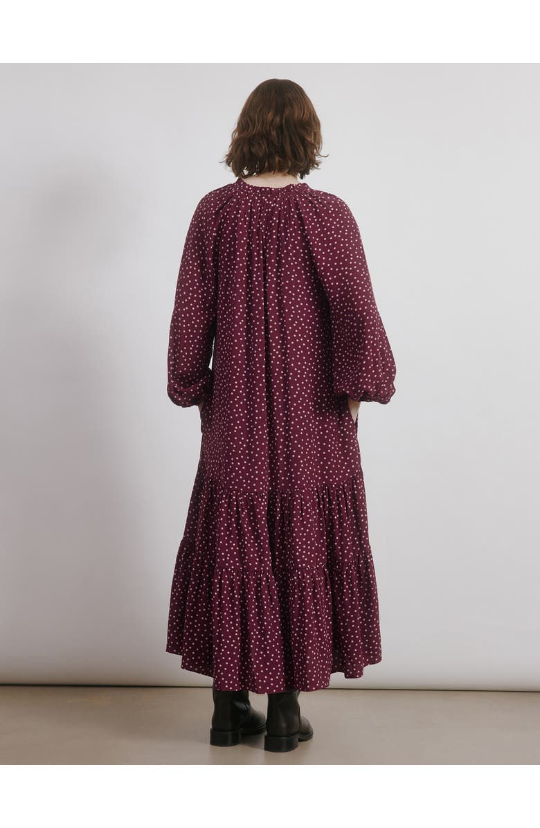 Albaray Long Sleeve V-Neck Spot Dress, Alternate, color, Burgundy