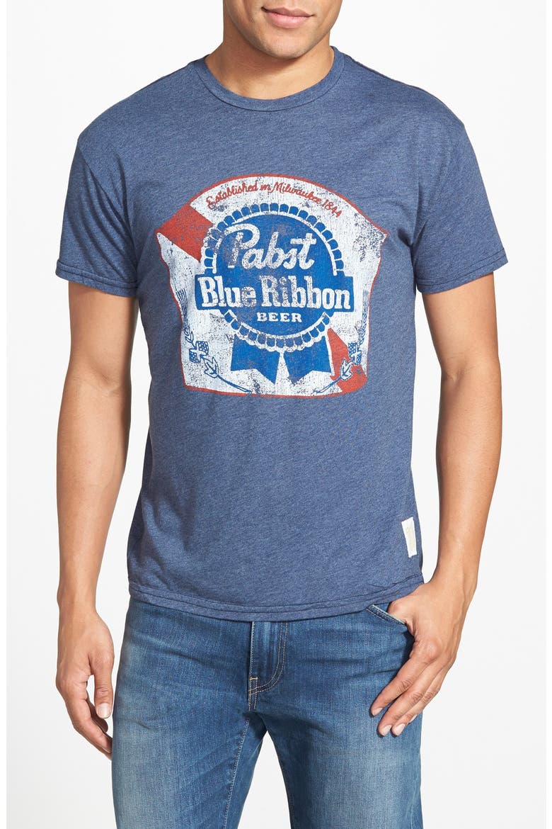 'Pabst Blue Ribbon' Graphic T-Shirt, Main, color, HEATHER NAVY