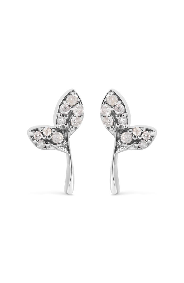 Haus of Brilliance 925 Sterling Silver 1/16ct TDW Diamond Leaf Earrings, Main, color, Silver