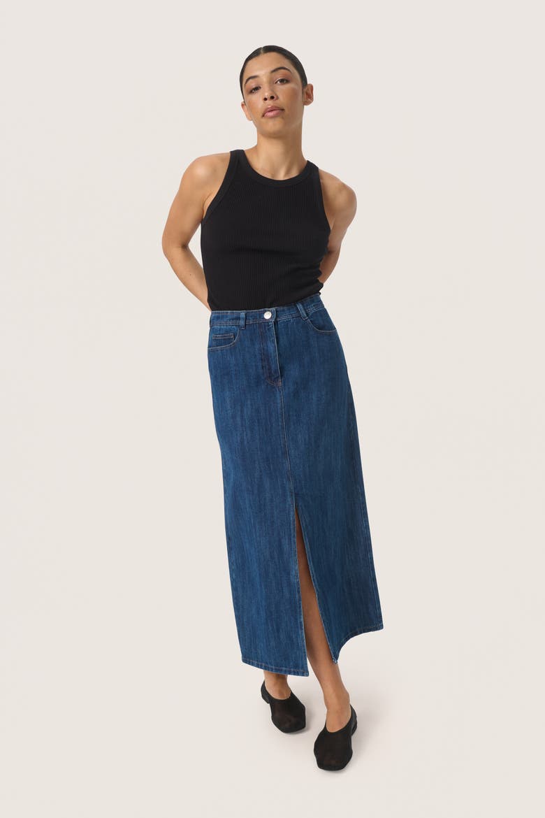 Slzianna Maxi Length Denim Skirt, Alternate, color, Medium Blue Denim