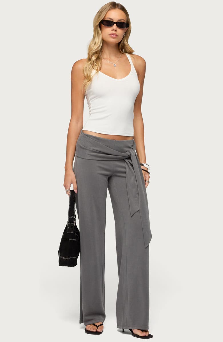 EDIKTED Xyla Waist Tie Straight Leg Pants, Alternate, color,