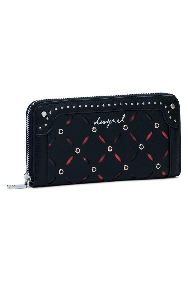 Long Faux Leather Wallet, Alternate, color, BLACK