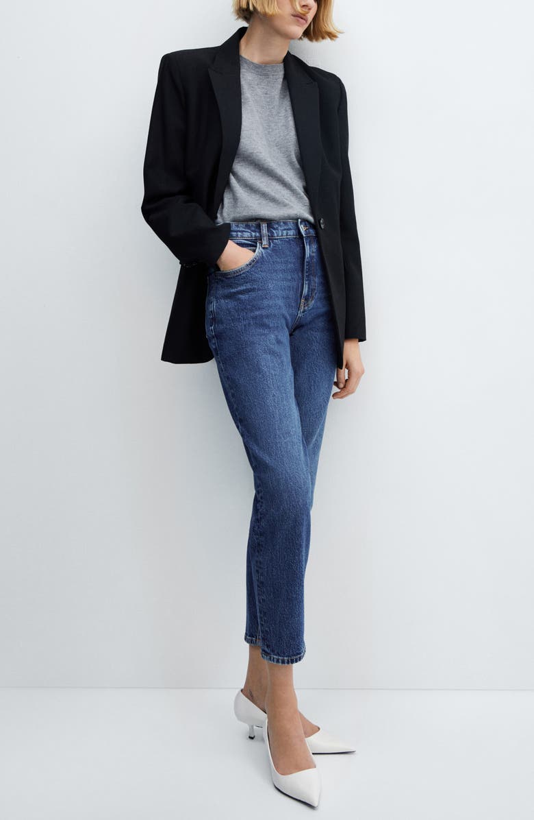 MANGO High Waist Ankle Mom Jeans, Alternate, color,