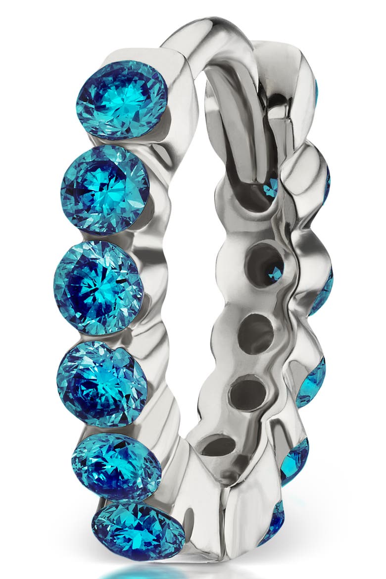 Invisible Set Blue Diamond Eternity Earring, Alternate, color, WHITE GOLD