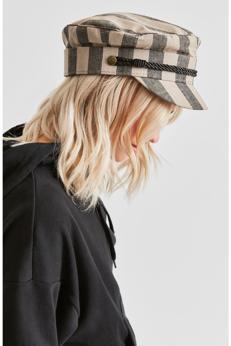 Albany Engineer Stripe Cap, Alternate, color, BLACK/ IVORY
