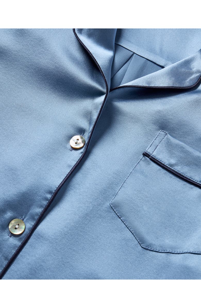 Petite Plume Solid Silk Pajamas, Alternate, color, Blue