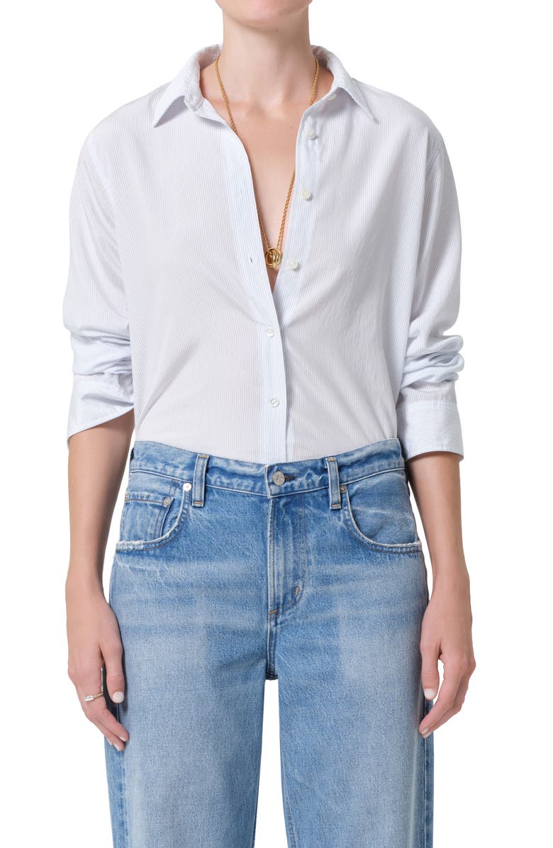 Citizens of Humanity Avni Slim Fit Button-Up Shirt, Main, color, Blue Microstripe