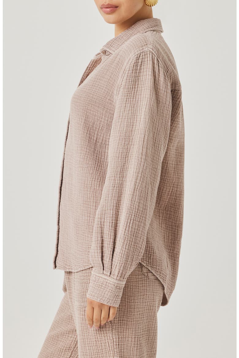 Adele Oversize Cotton Gauze Button-Up Shirt, Alternate, color, LIGHT WICKER