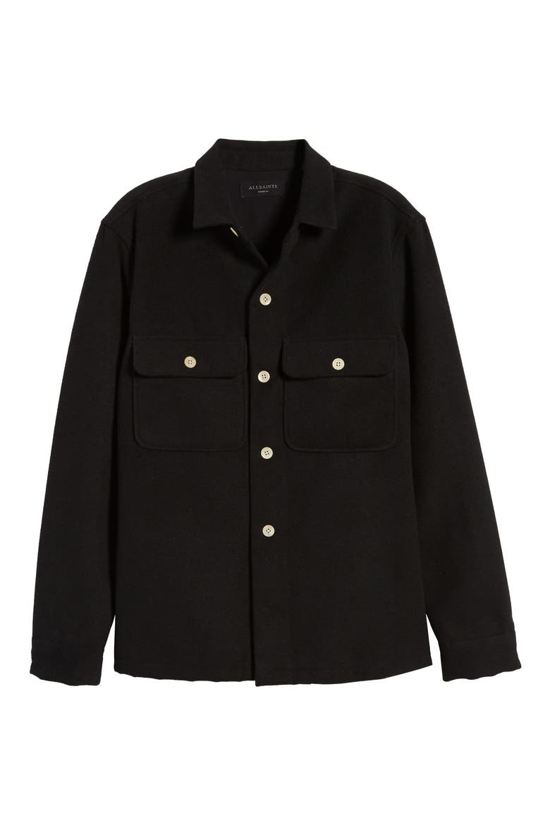 Lamoure Slim Fit Button-Up Chamois Shirt Jacket, Alternate, color, JET BLACK