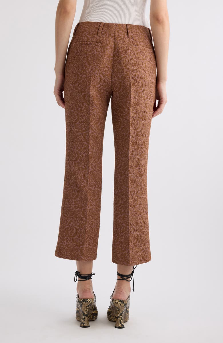 Dries Van Noten Paloma Floral Jacquard Crop Straight Leg Pants, Alternate, color, Peach