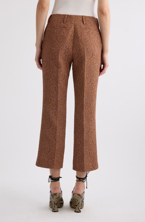 Dries Van Noten Paloma Floral Jacquard Crop Straight Leg Pants In Peach