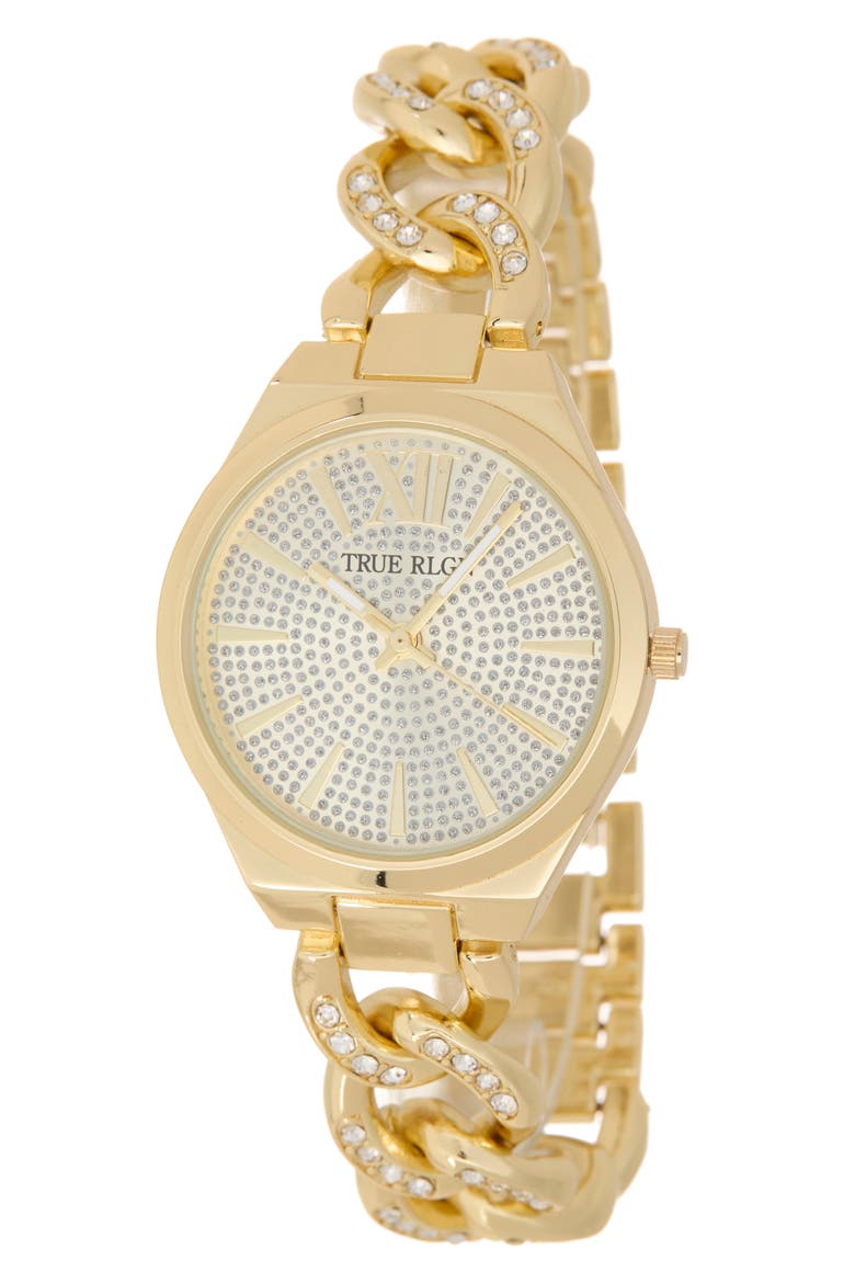 Iced Crystal Bracelet Watch, 33.2mm, Main, color, GOLD