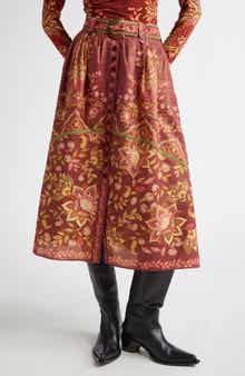 FARM Rio Pineapple Dream Metallic A-Line Skirt