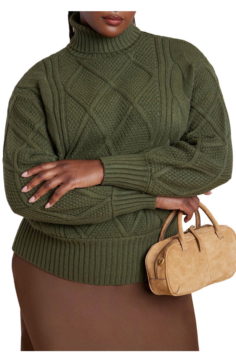 ELOQUII Cableknit Slouchy Sweater, Main, color, 