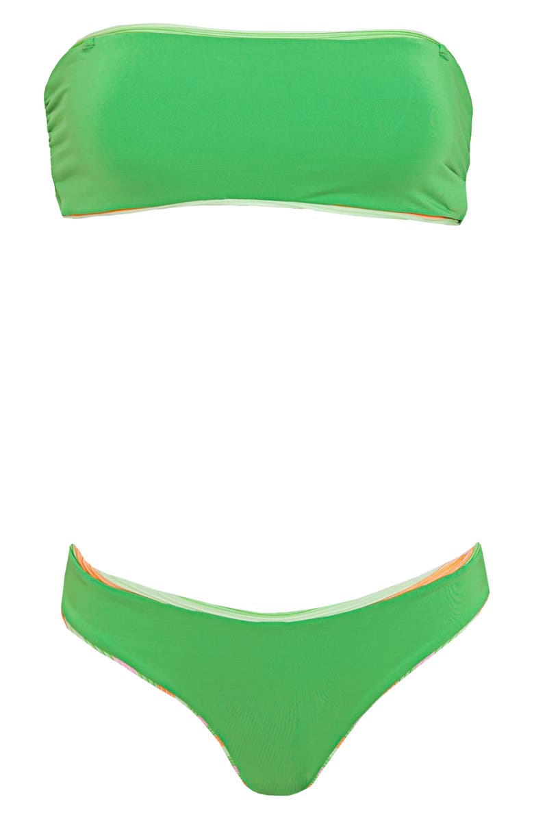 Maaji Rainbow Stripe Iconic Reversible Bikini Bottoms, Alternate, color, Green