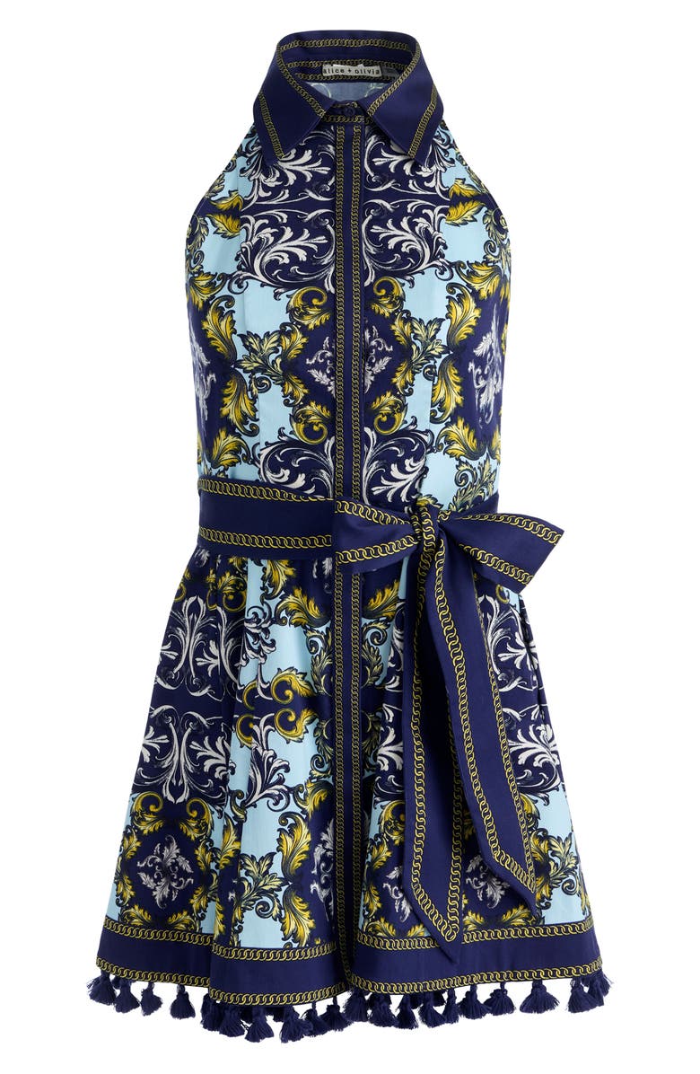 Alice + Olivia Lucy Print Mini Shirtdress, Alternate, color, Antique Scroll