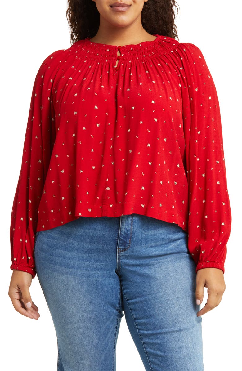 Treasure & Bond Smocked Detail Popover Top, Main, color, 